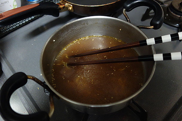 AECスッキリウォーターのラーメンスープ