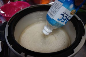 AECスッキリウォーターで米を炊いてみた
