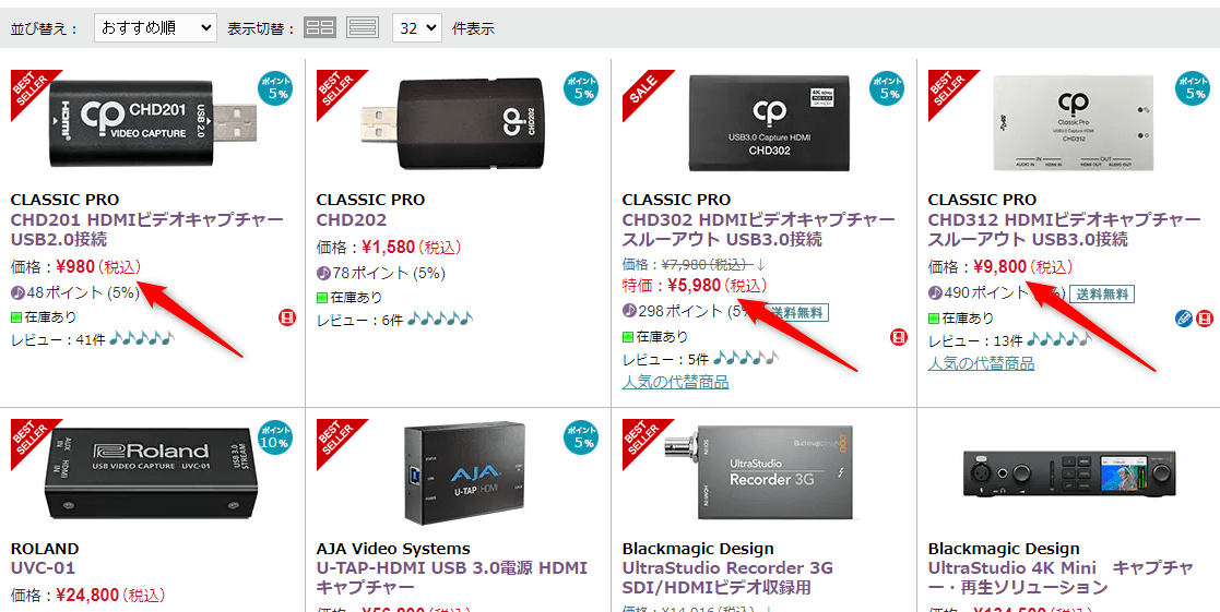 サウンドハウスはキャプチャボードも異常な安さ