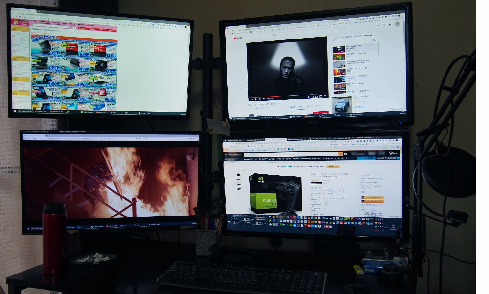 デスクトップpc+モニター４台＋アーム-